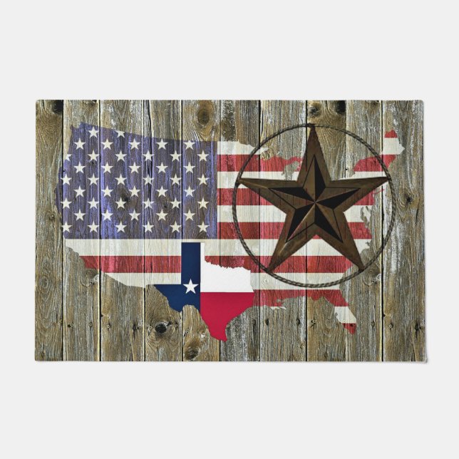 Texas Lone Star - Flaggenplan Fußmatte (Vorderseite)