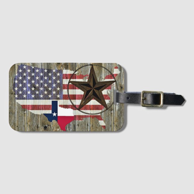 Texas Lone Star - Flaggenplan Gepäckanhänger (Vorderseite (Horizontal))
