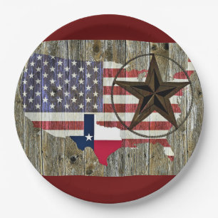 Texas Lone Star - Flaggenplan Pappteller
