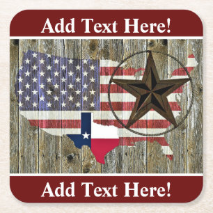 Texas Lone Star - Flaggenplan Rechteckiger Pappuntersetzer