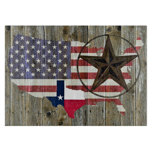 Texas Lone Star - Flaggenplan Schneidebrett (Vorderseite)