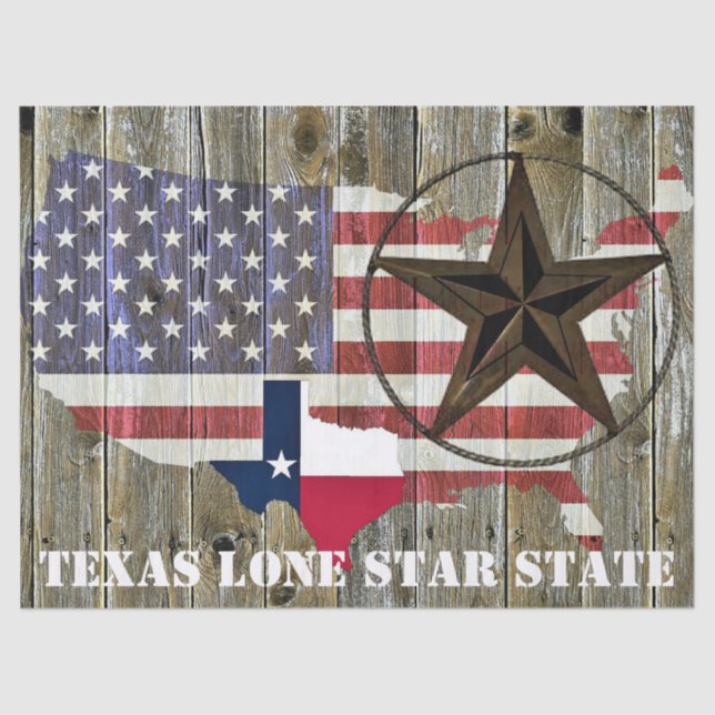 Texas Lone Star - Flaggenplan Seidenpapier (Vorderseite)