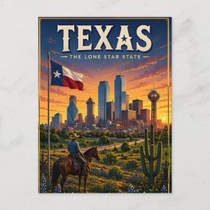 Texas Lone Star Skyline Wüsten-Sonnenuntergangs-Ab Postkarte
