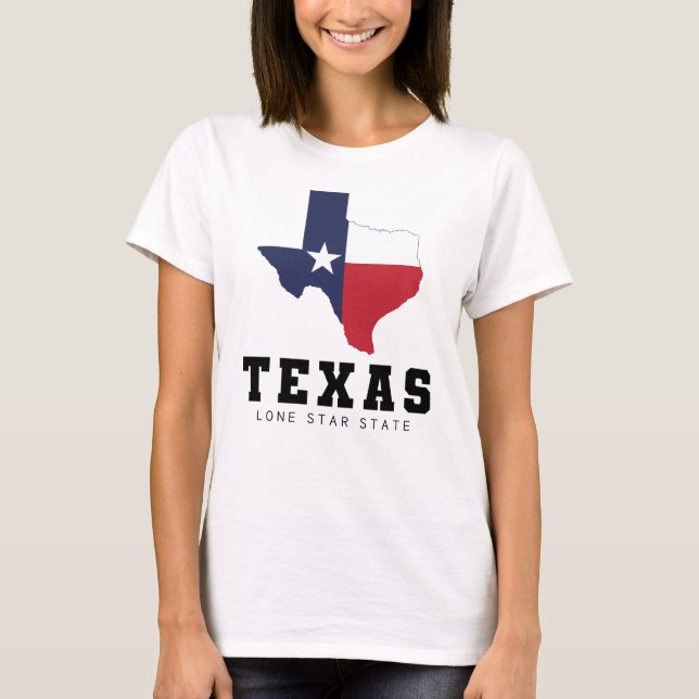 Texas, Lone Star Staat, Flag Karte Weiß T-Shirt (Vorderseite)
