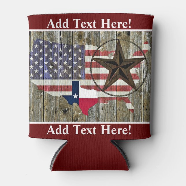 Texas Lone Star State Flag Map Can Cooler Dosenkühler (Vorderseite)