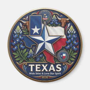 Texas Lone Star Symbole und Staatsstolz ✦ Magnet