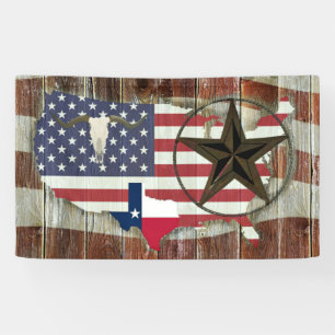 Texas Lone Star Texas Long Horn Banner