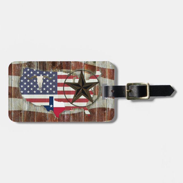 Texas Lone Star Texas Long Horn Gepäckanhänger (Vorderseite horizontal)