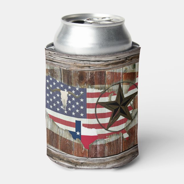 Texas Lone Star Texas Long Horn kann kühler Dosenkühler (Kanne Vorderseite)