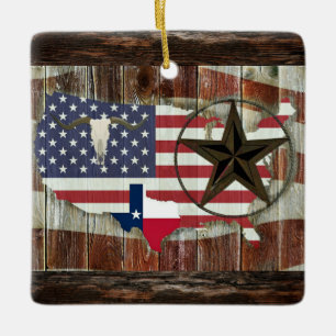 Texas Lone Star Texas Long Horn Keramik Orn Keramikornament