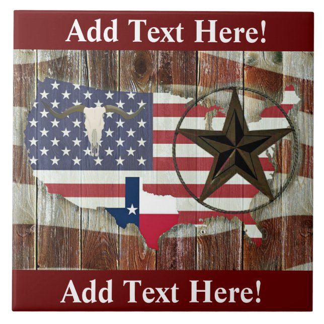 Texas Lone Star Texas Long Horn Keramik Til Fliese (Vorderseite)