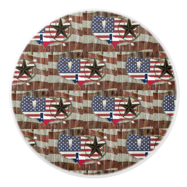 Texas Lone Star Texas Long Horn Keramikknauf (Vorderseite)