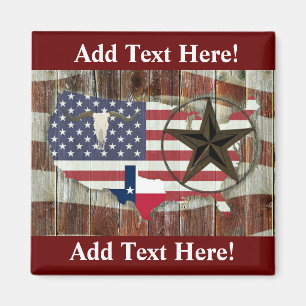 Texas Lone Star Texas Long Horn Magnet