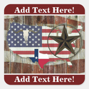 Texas Lone Star Texas Long Horn Quadratischer Aufkleber