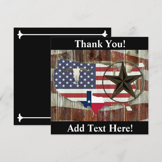 Texas Lone Star Texas Longhorn Texas Staat Karte (Vorne/Hinten)
