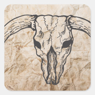 Texas Longhorn Bull Skull Quadratischer Aufkleber