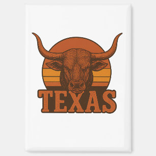 Texas Longhorn Bull Vintages Logo - Western Fire Magnet