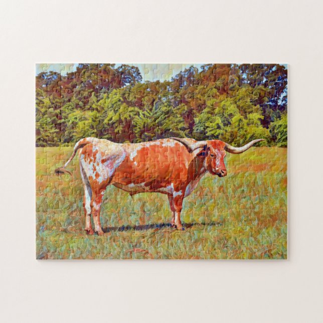 Texas Longhorn Kuh Art Puzzle (Horizontal)