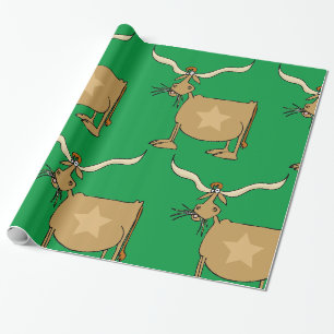 Texas-Longhorn-Kuh mit Stern Geschenkpapier