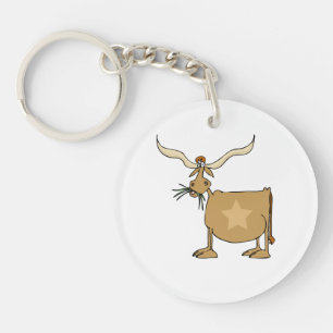 Texas Longhorn-Kuh mit Stern Schlüsselanhänger