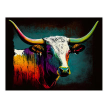 Texas Longhorn Kuh Pop Drucken