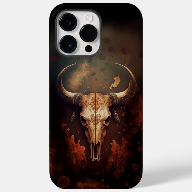 Texas Longhorn Kuh Skull Rustikal Case-Mate iPhone 14 Pro Max Hülle (Rückseite)