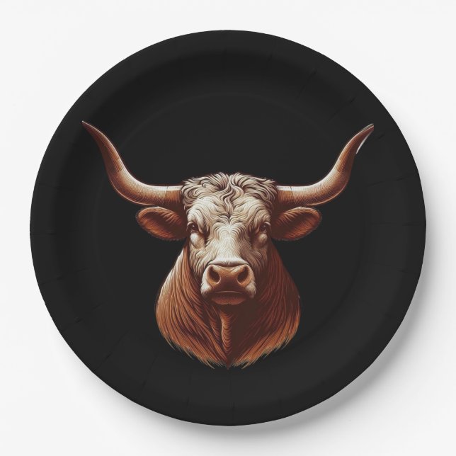 Texas Longhorn Pappteller (Vorderseite)