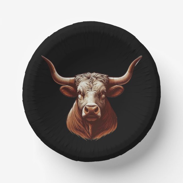 Texas Longhorn Pappteller (Vorderseite)