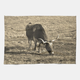 Texas Longhorn Rind Kuh Foto Rustikal Handtuch