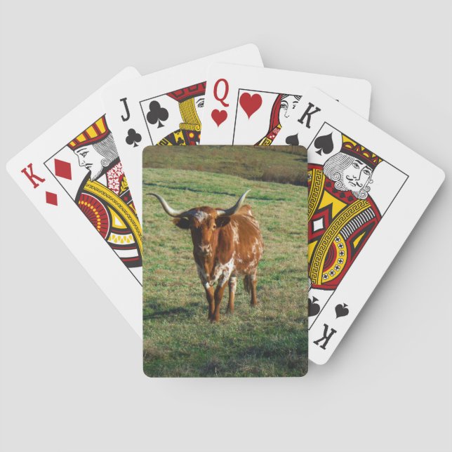 Texas Longhorn Rind Kuh Foto Rustikal Spielkarten (Rückseite)