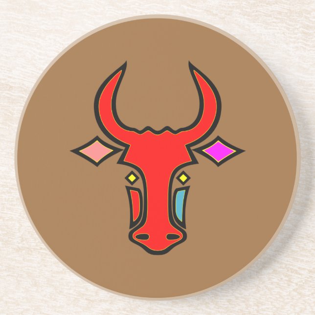 Texas Longhorn Sandstone Untersetzer (Vorne)