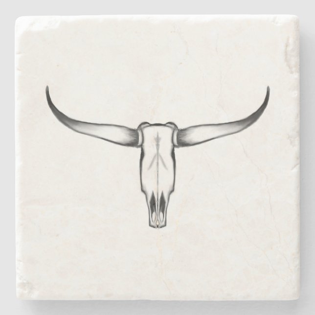 Texas Longhorn Skull Pillow Steinuntersetzer (Vorderseite)