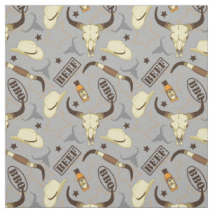 Texas Longhorn Skulls und Stetsons GRILLEN Gemuste Stoff