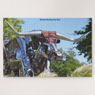 Texas Longhorn Skulptur . Jigsaw Puzzle