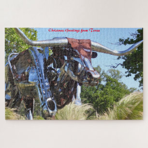 Texas Longhorn Skulptur .Weihnachtsgrüße