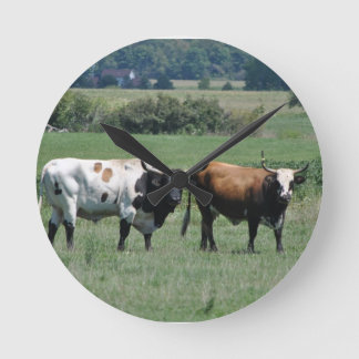 Texas Longhorn Steer Runde Wanduhr