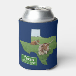 Texas Longhorn Steer Staat Line Zeichen Dosenkühler