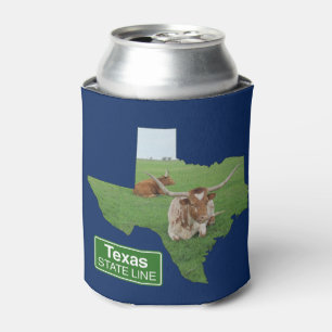 Texas Longhorn Steer Staat Line Zeichen Dosenkühler
