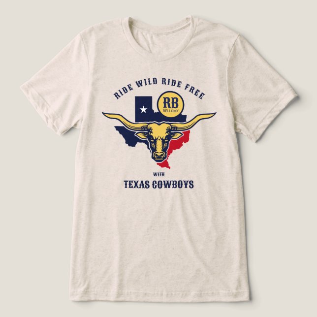 Texas Longhorn Tri-Blend Shirt (Design Vorderseite)