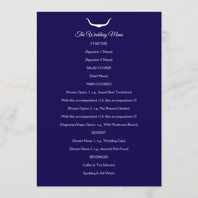 Texas Longhorn Wedding Menu (Devant)