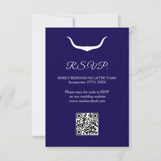 Texas Longhorn Wedding RSVP Karte (Vorderseite)