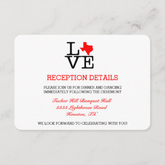Texas Love Hochzeitsempfang Karte