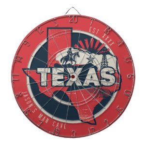 Texas Man Cave Individuelle Name Est Date Dartscheibe