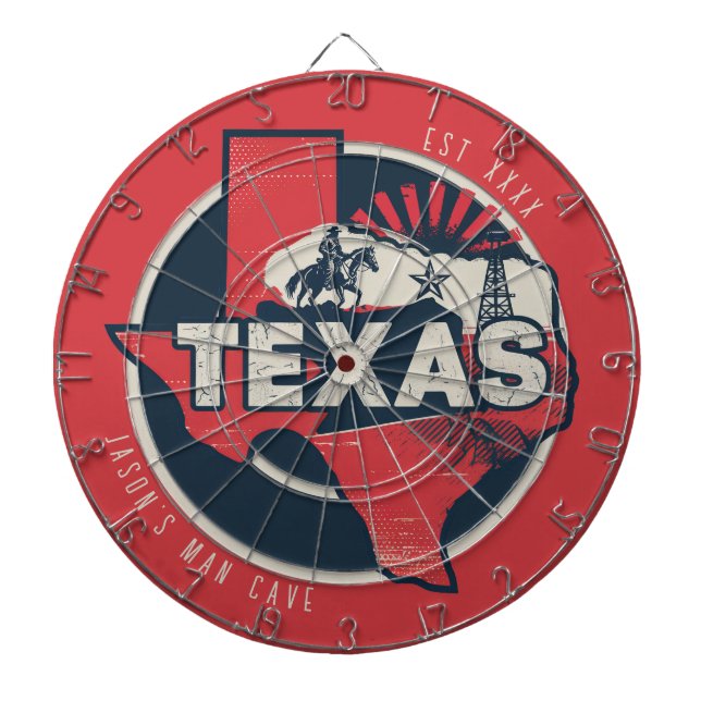 Texas Man Cave Individuelle Name Est Date Dartscheibe (vorne)