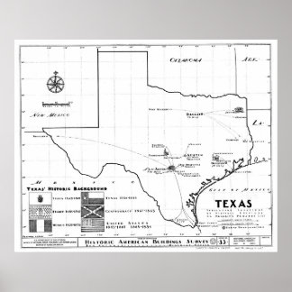 Texas Map, 1933 Poster