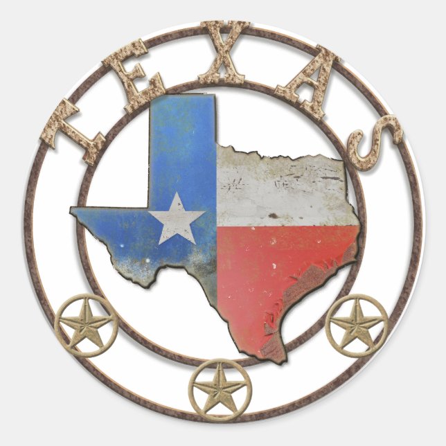 Texas Map Barn Art Runder Aufkleber (Vorderseite)