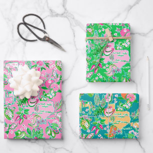 Texas Map farbenfrohe Preppy Muster Geschenkpapier Set