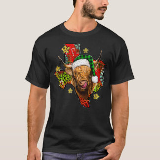 Texas Map Merry Chrismtas Santa Scottish Hairy T-Shirt