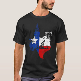 Texas Map Oildfield Worker Benzoline Petroleum USA T-Shirt