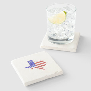 Texas Map Shaped American Flag Patriotic Steinuntersetzer